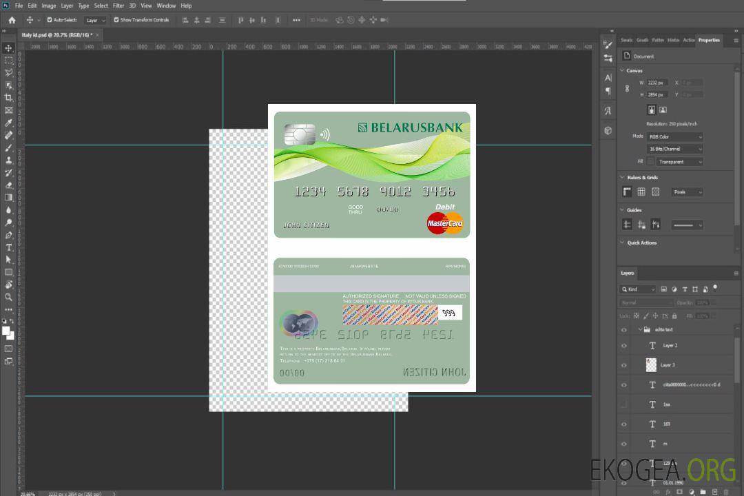 Biélorussie Belarusbank mastercard template Biélorussie Belarusbank mastercard template